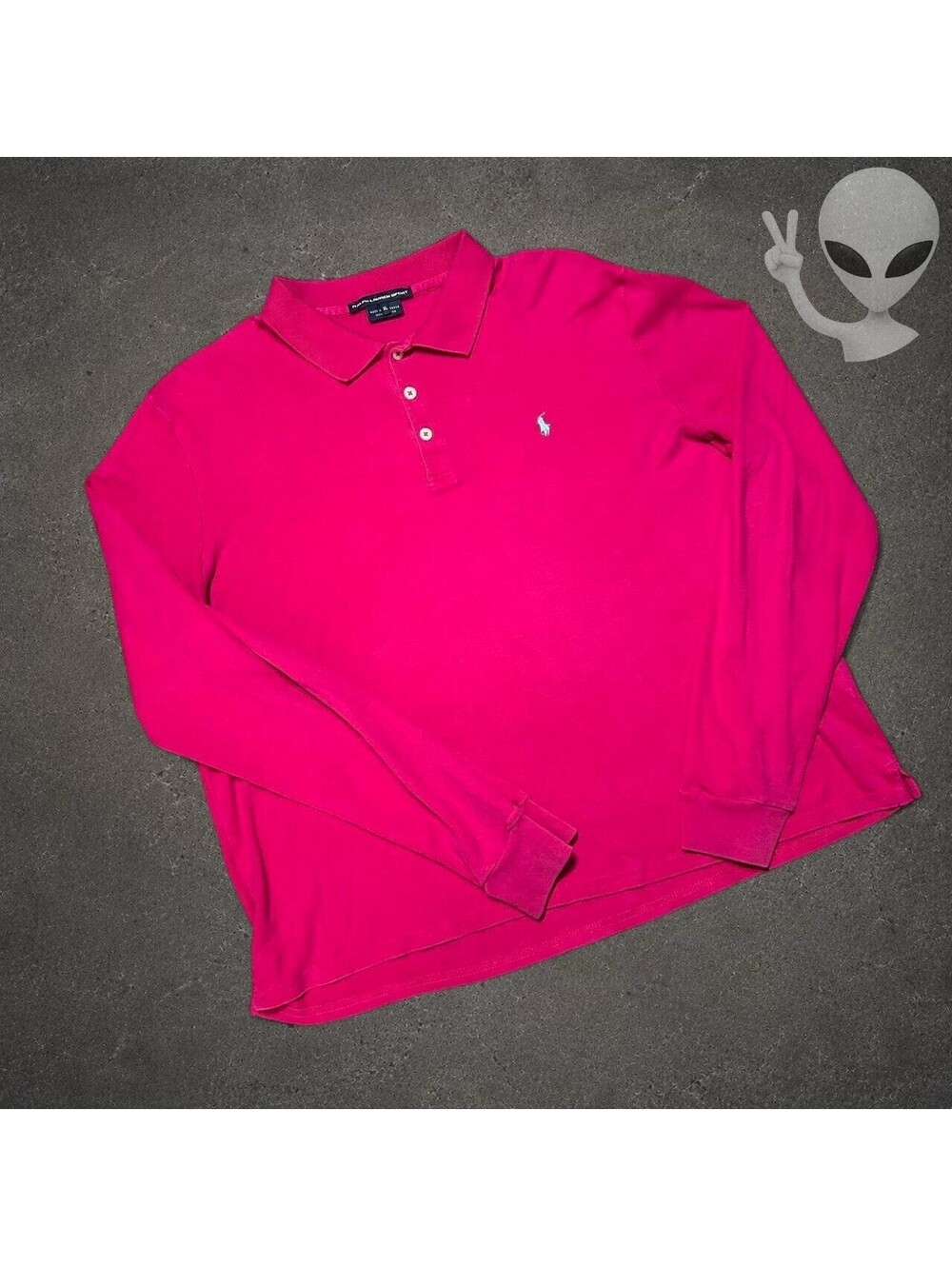 Ralph Lauren Sport Fuchsia Pink Long Sleeve Polo Shirt Womens XL